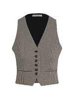 Houndstooth Button-Front Vest