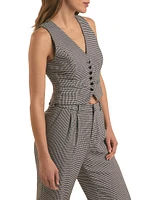 Houndstooth Button-Front Vest