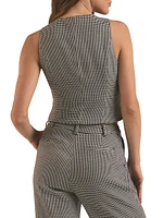 Houndstooth Button-Front Vest