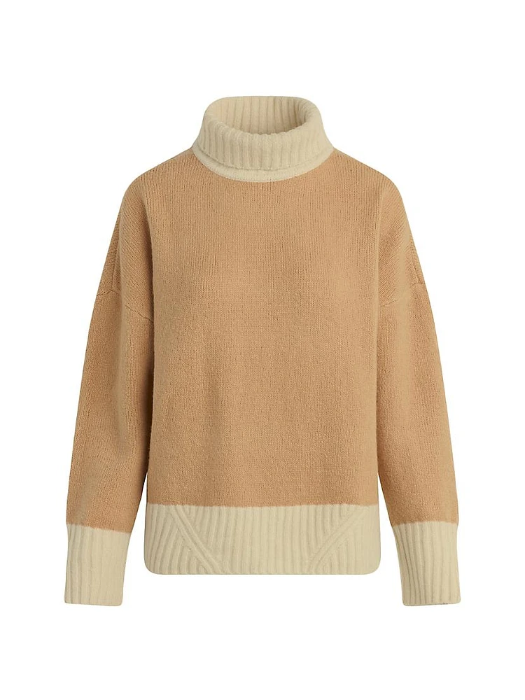 Andi Colorblocked Wool-Blend Turtleneck Sweater