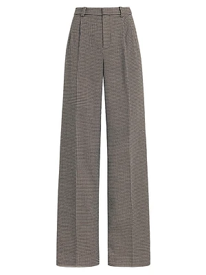 The Low Favorite Houndstooth Mid-Rise Wide-Leg Pants