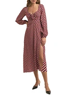 Vineyard Geometric Print Long-Sleeve Midi-Dress