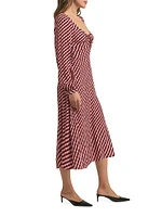 Vineyard Geometric Print Long-Sleeve Midi-Dress