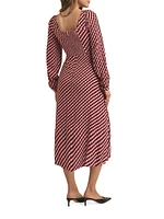 Vineyard Geometric Print Long-Sleeve Midi-Dress