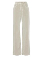 Garment Dyed Cotton Velvet Loose Trousers