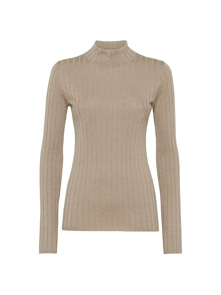 Sparkling Cashmere and Silk Rib Sweater