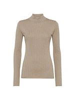 Sparkling Cashmere and Silk Rib Sweater