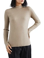 Sparkling Cashmere and Silk Rib Sweater