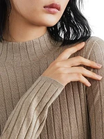 Sparkling Cashmere and Silk Rib Sweater