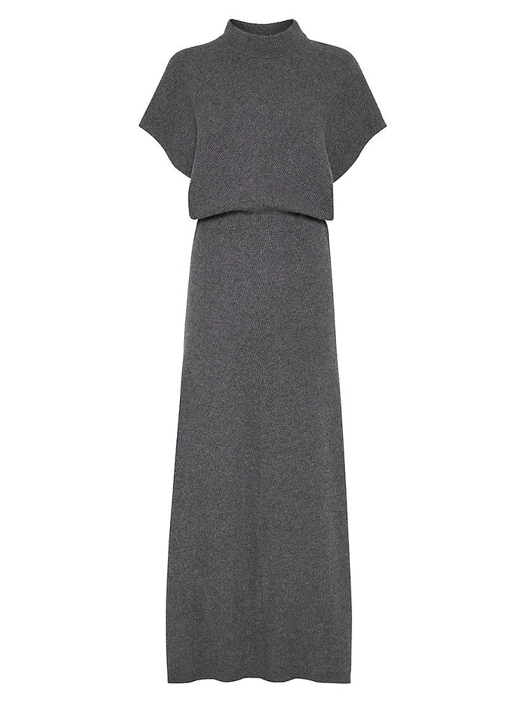 Cashmere English Rib Diagonal Knit Dress