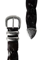 Braided Calfskin Belt with Detailed Buckle And Tip