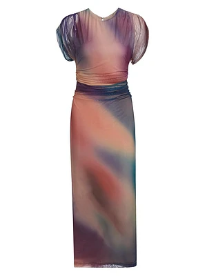 Celestia Printed Mesh Maxi Dress