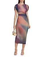 Celestia Printed Mesh Maxi Dress