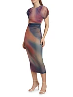 Celestia Printed Mesh Maxi Dress
