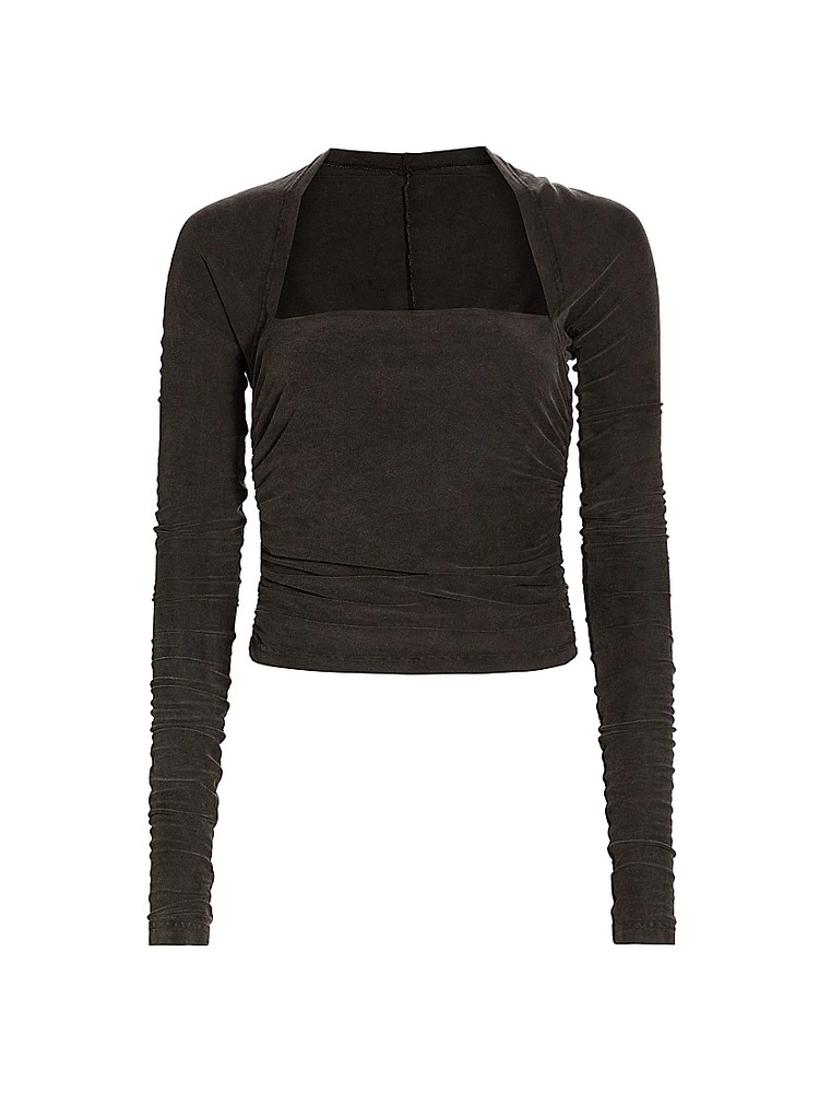 Ruched Long-Sleeve Top