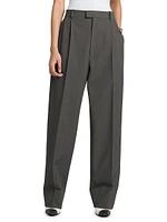 Pleated Stretch Wool-Blend Trouser