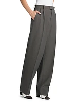 Pleated Stretch Wool-Blend Trouser