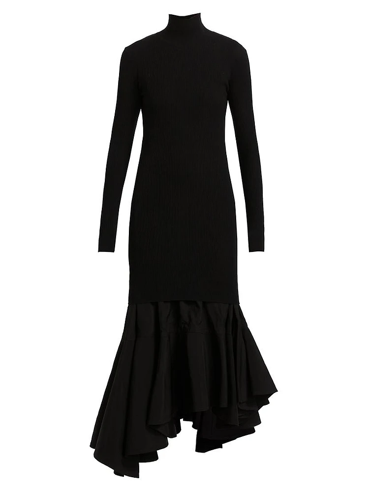 Turtleneck Long-Sleeve Maxi Dress