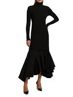 Turtleneck Long-Sleeve Maxi Dress