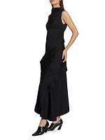 Fluid Draped Floor-Length Dress