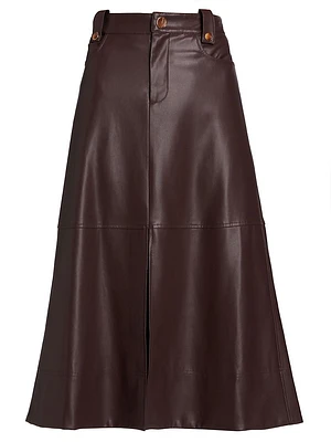 Hudie Vegan Leather Midi-Skirt