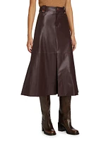 Hudie Vegan Leather Midi-Skirt