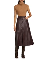 Hudie Vegan Leather Midi-Skirt