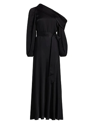 Georgiabeth Asymmetrical Satin Dress