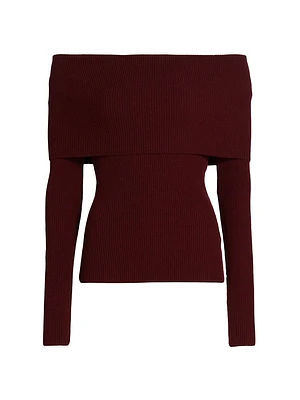 Evelyn Wool-Blend Off-The-Shoulder Sweater