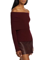 Evelyn Wool-Blend Off-The-Shoulder Sweater