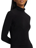 Molly Smocked Jersey Turtleneck Top