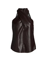 Quinn Faux Leather Cross Halter Top