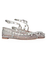 Rockstud Mesh Ballerinas with Crystals