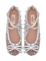 Rockstud Mesh Ballerinas with Crystals