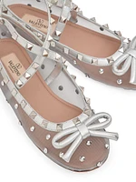 Rockstud Mesh Ballerinas with Crystals