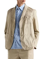 Single-Breasted Cotton Blend Jacket