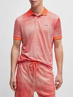 Printed-Mesh Polo Shirt