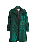 Botanic-Print Jacquard Open-Front Jacket