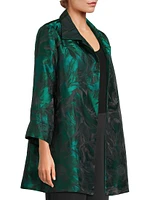 Botanic-Print Jacquard Open-Front Jacket