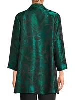 Botanic-Print Jacquard Open-Front Jacket