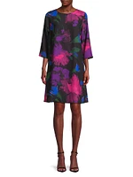 Autumn Allure Floral A-Line Midi-Dress