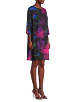 Autumn Allure Floral A-Line Midi-Dress