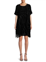 Zebra Burnout Velvet Caftan Midi-Dress