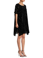 Zebra Burnout Velvet Caftan Midi-Dress