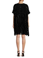 Zebra Burnout Velvet Caftan Midi-Dress