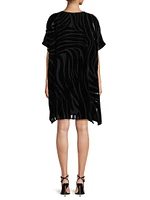 Zebra Burnout Velvet Caftan Midi-Dress