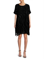 Zebra Burnout Velvet Caftan Midi-Dress