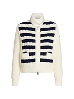 Striped Down Puffer Cardigan