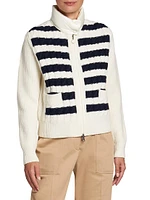 Striped Down Puffer Cardigan