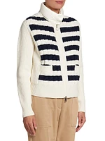 Striped Down Puffer Cardigan